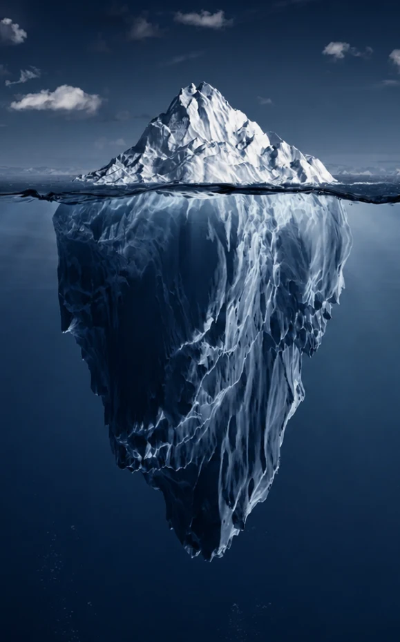 Eisberg, dessen größter Teil unter der Wasseroberfläche liegt