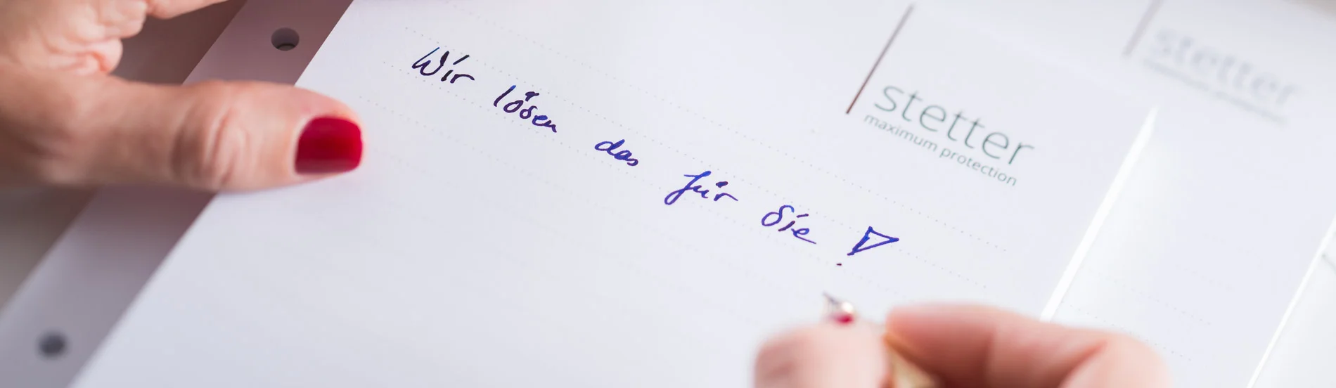 Handschriftlich auf stetter-Briefpapier: Wir lösen das für Sie